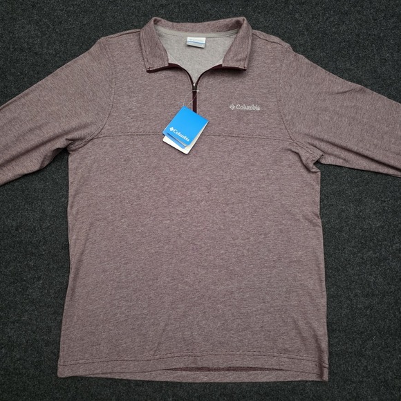 Columbia Mens Small Red Long Sleeve 1/4 Quarter Zip Pullover Sweater - Picture 2 of 7